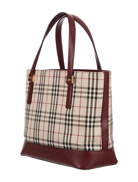 burberry check printed tote bag|Burberry Check and leather bag.